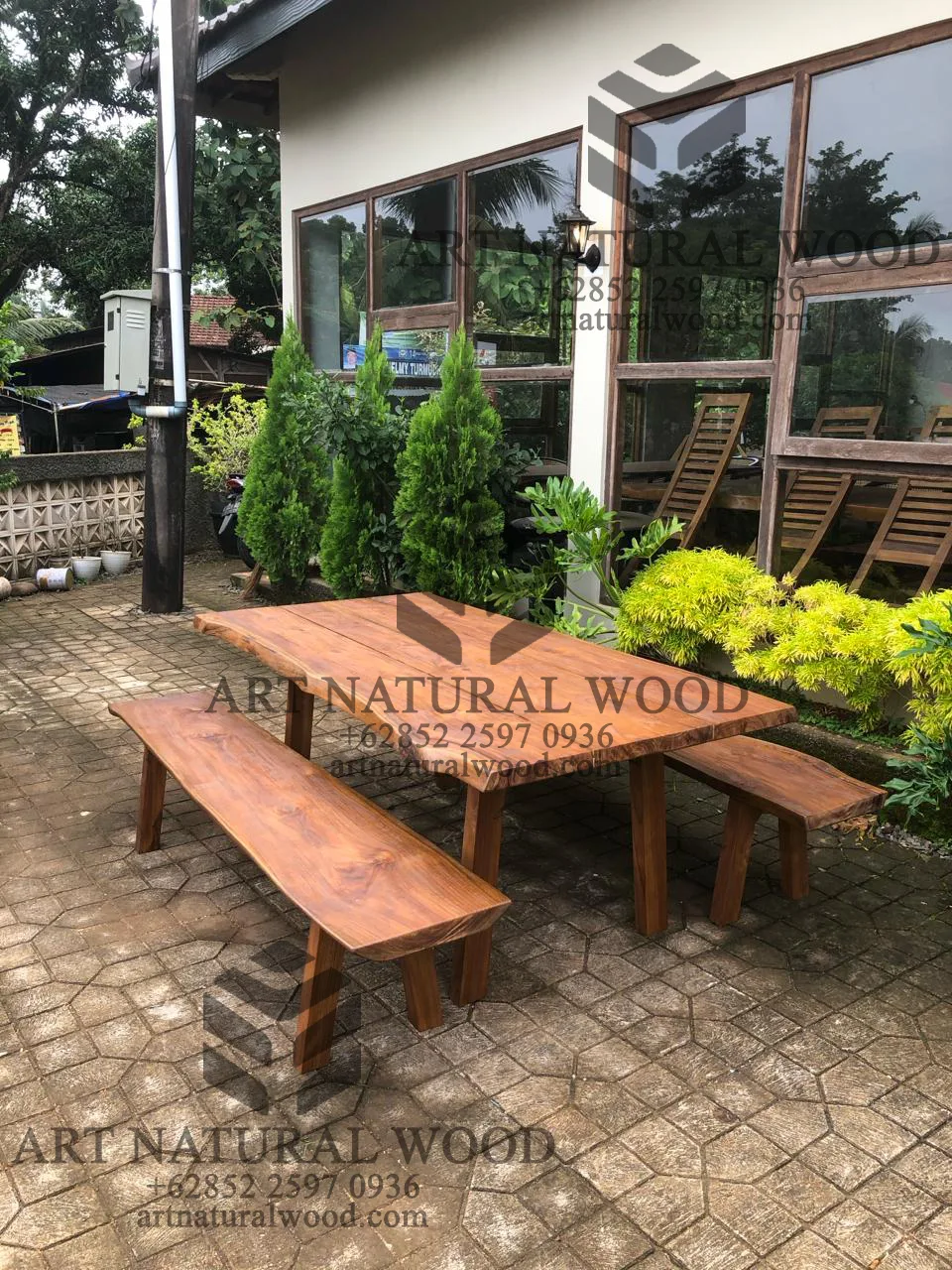 meja makan outdoor kayu jati solid
