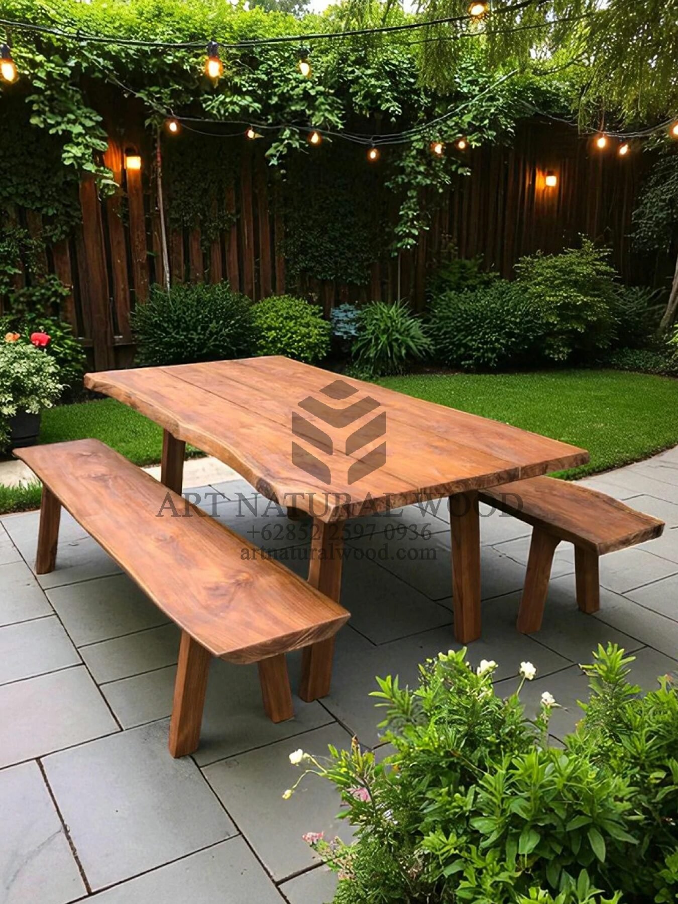 meja makan outdoor kayu jati solid