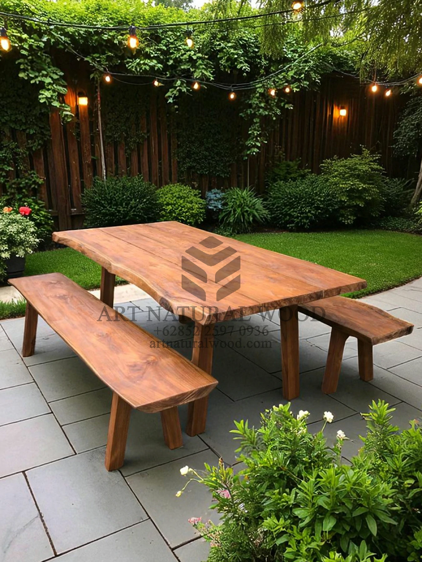 meja makan outdoor kayu jati solid