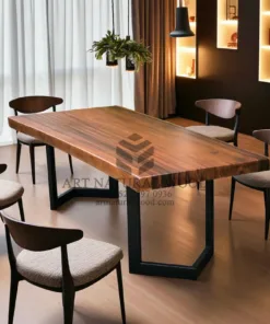 meja rapat kantor minimalis kayu trembesi besar