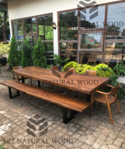set meja makan kayu trembesi solid 3