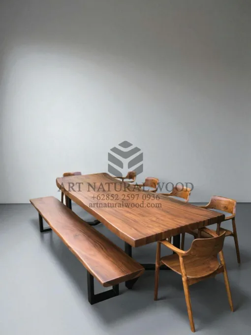 set meja makan kayu trembesi solid 3