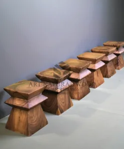 stool kayu trembesi unik
