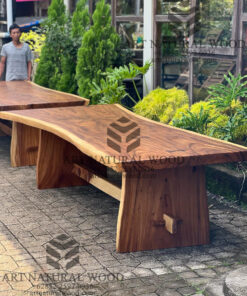 meja makan kayu besar alami minimalis