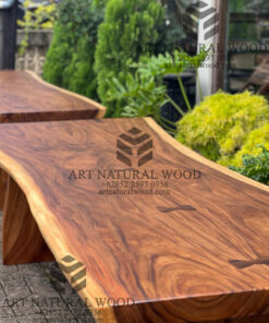 meja makan kayu besar alami minimalis