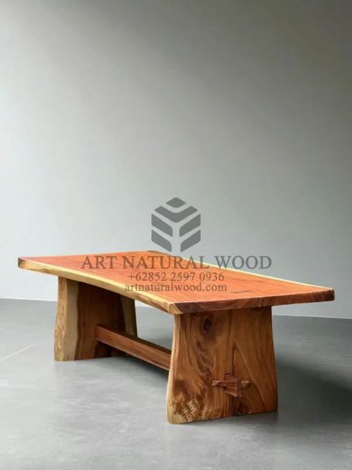meja makan kayu besar alami minimalis