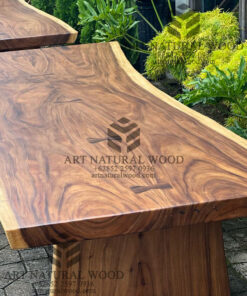 meja makan kayu besar alami minimalis