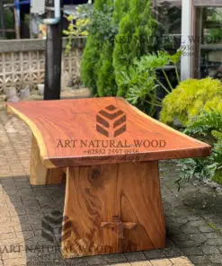 meja makan kayu besar alami minimalis