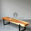 bangku taman kaki besi minimalis kayu trembesi solid