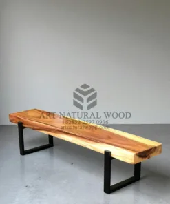 bangku taman kaki besi minimalis kayu trembesi solid