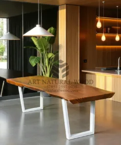 meja kayu solid utuh trembesi minimalis