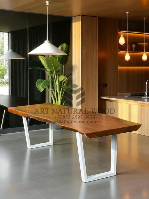 meja kayu solid utuh trembesi minimalis
