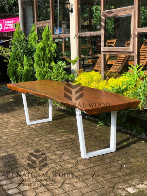 meja kayu solid utuh trembesi minimalis