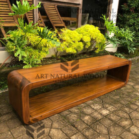 meja tv kayu lubang minimalis modern