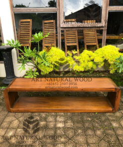 meja tv kayu lubang minimalis modern