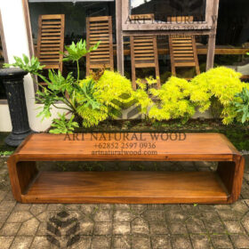 meja tv kayu lubang minimalis modern