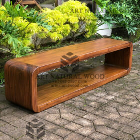 meja tv kayu lubang minimalis modern