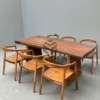 set meja makan kayu alami-meja kayu solid