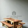 set meja makan kayu trembesi solid minimalis modern