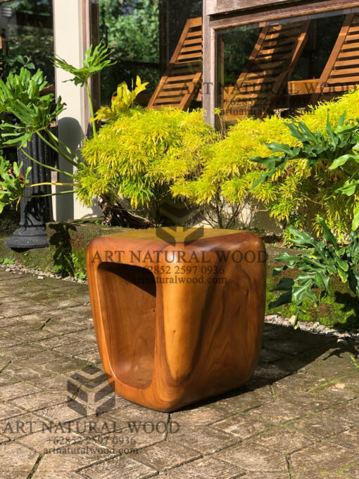 stool lubang kayu trembesi solid