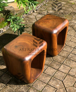 stool lubang kayu trembesi solid