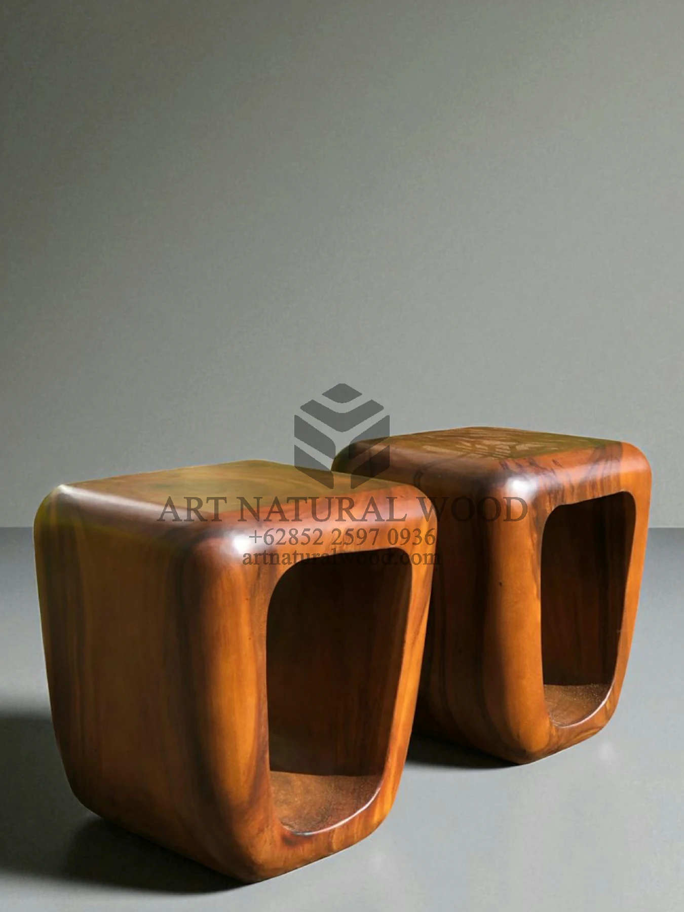 stool lubang kayu trembesi solid