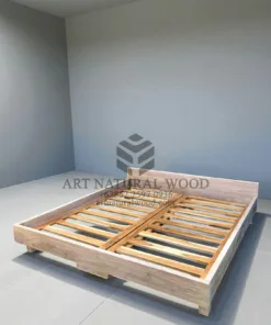 tempat tidur rustic whitewashed kayu jati