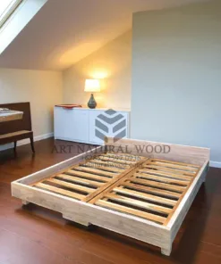 tempat tidur rustic whitewashed kayu jati