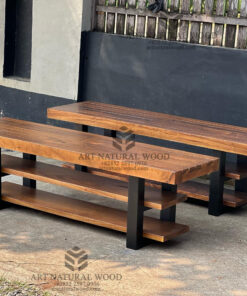bangku rak sepatu minimalis kayu trembesi solid