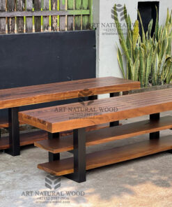 bangku rak sepatu minimalis kayu trembesi solid