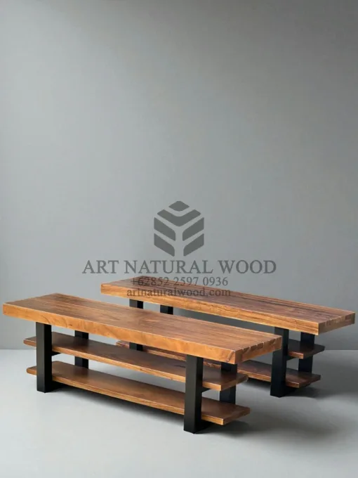 bangku rak sepatu minimalis kayu trembesi solid-bangku minimalis-bangku kayu minimalis modern