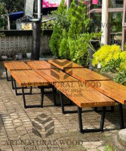 bangku taman kayu jati minimalis-bangku taman minimalis-bangku taman kaki besi