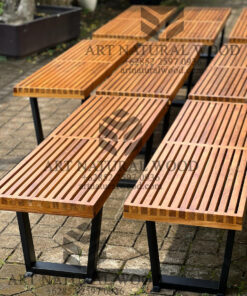 bangku taman kayu jati minimalis-bangku taman minimalis-bangku taman kaki besi