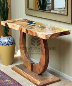 meja epoxy resin ruang tamu minimalis-meja konsol antik-meja konsol kayu