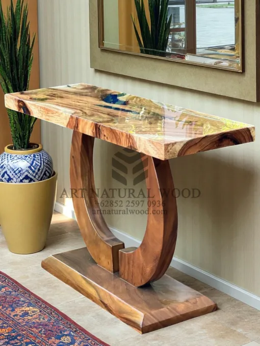 meja epoxy resin ruang tamu minimalis-meja konsol antik-meja konsol kayu