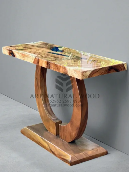 meja epoxy resin ruang tamu minimalis-meja konsol antik-meja konsol kayu