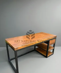 meja kerja industrial modern kayu trembesi solid-meja komputer minimalis-meja kantor kayu