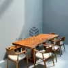 set meja makan kayu trembesi utuh 2 meter 5 kursi makan 1 bangku