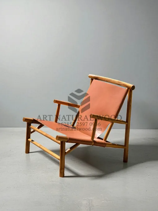 kursi kulit minimalis modern kayu jati