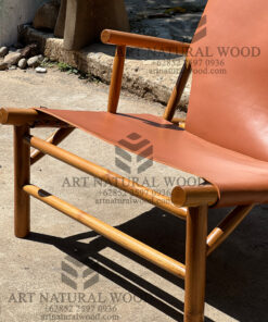 kursi kulit minimalis modern kayu jati