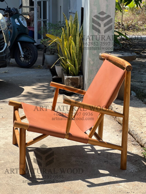 kursi kulit minimalis modern kayu jati