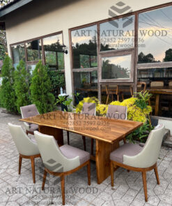 meja makan glossy minimalis kayu jati
