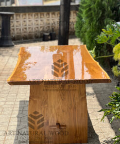 meja makan glossy minimalis kayu jati