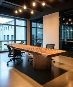 meja rapat kantor kayu solid trembesi