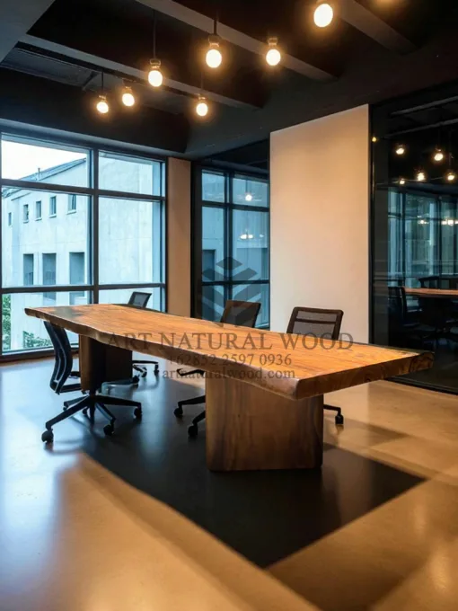 meja rapat kantor kayu solid trembesi