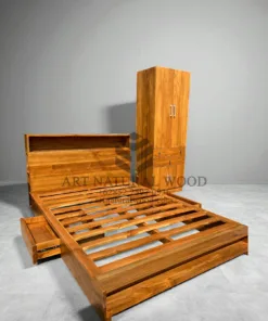 set kamar tidur minimalis kayu jati
