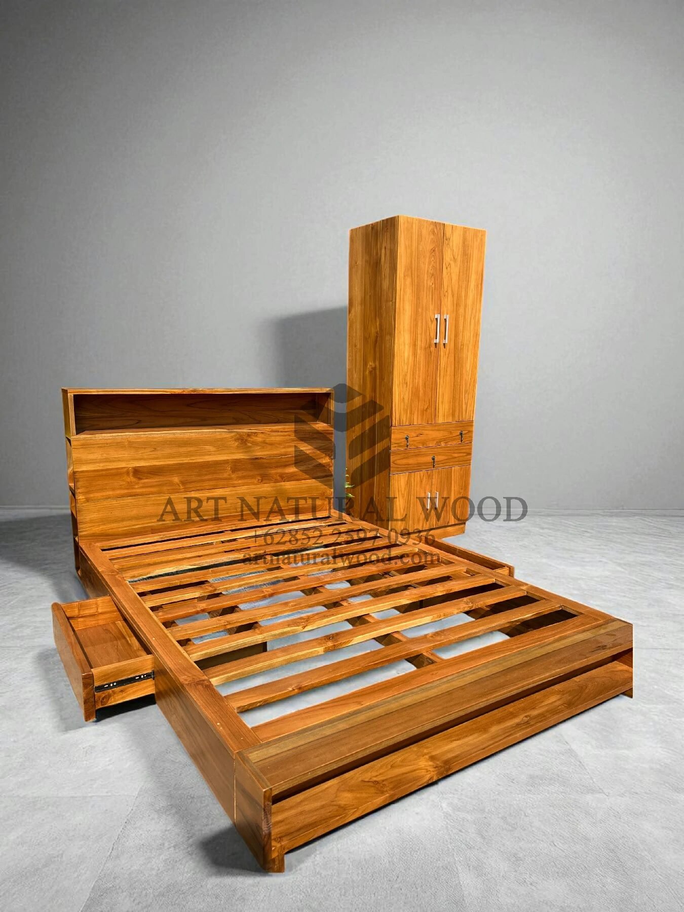 set kamar tidur minimalis kayu jati