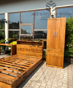 set kamar tidur minimalis kayu jati
