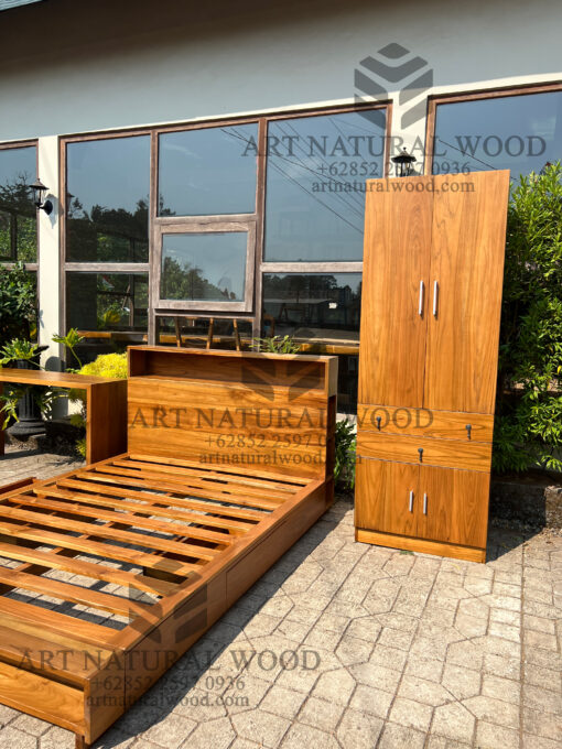 set kamar tidur minimalis kayu jati