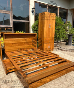 set kamar tidur minimalis kayu jati